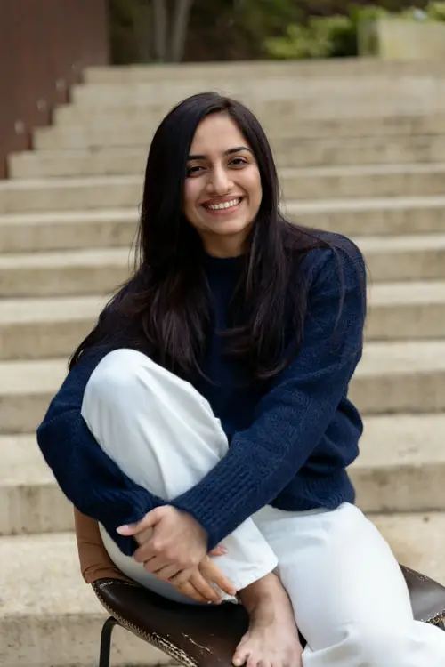 Gayatri, the guide behind Inner SoulAce, seated outdoors